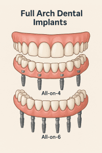 full arch dental implants, all-on-4, all-on-6